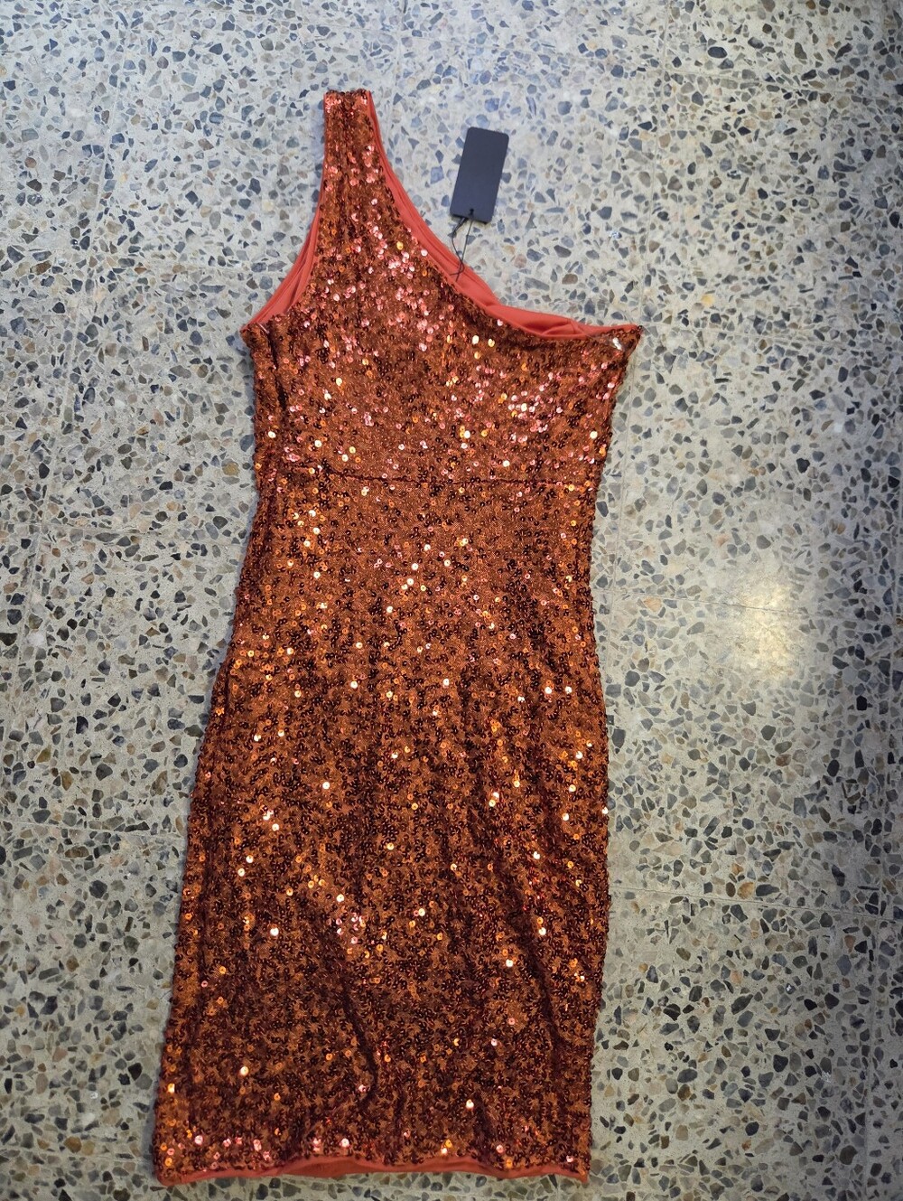 One-Shoulder Red Sequin Party Dress
